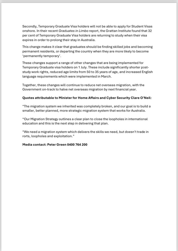 Australia Halts Conversion from Visitor Visa to Student Visa - 2